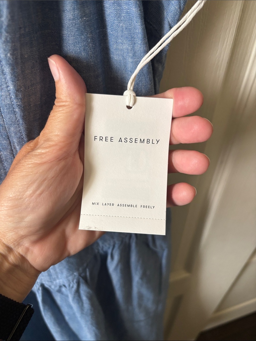 NWT Free Assembly Sleeveless Chambray Maxi Dropped Waist Dress in Light Blue - Picture 3 of 6